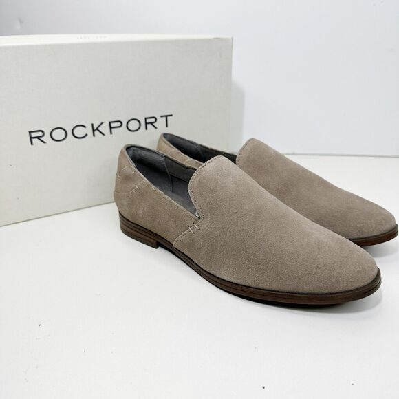 Rockport Trutech Suede Loafer's Slip On Khaki Women's 5W Wide NWB - Picture 3 of 7